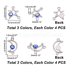 24Pcs 6 Styles 304 Stainless Steel Enamel Connector Charms&nbsp;STAS-DC0010-36
