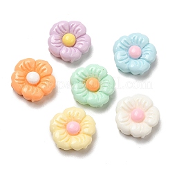 オペーク樹脂カボション  花  ミックスカラー  12x12x4.5mm&nbsp;RESI-K027-10