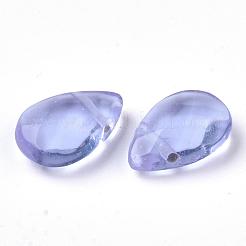ガラスチャーム  多面カットドロップ  ライラック  12x8x4~5mm  穴：0.8mm&nbsp;GLAA-Q073-03