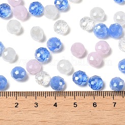 ガラスビーズ  多面カット  ロンデル  藤紫色  8x6mm  穴：1mm  約145個/60g&nbsp;EGLA-A034-SM8mm-18