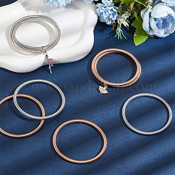 20個2色のスチールワイヤースプリングストレッチブレスレットセット  女性用ギター弦コイルブレスレット  ゴールデン·ステンレス鋼色  2-1/4インチ（5.8cm）  10個/カラー&nbsp;BJEW-OC0001-18
