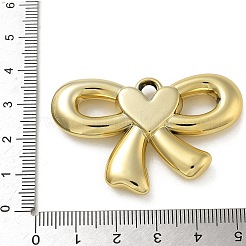 メッキアクリルパーツ  カン付き  ハートでちょう結び  黄金メッキ  35x50x7mm  穴：3.5mm&nbsp;PACR-Q008-08G