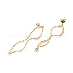 女性用304ステンレススチールダングルスタッドピアス  18KGP本金メッキ  57x14.5mm&nbsp;EJEW-Q781-26G