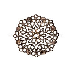アイアンフィリグリー会員リンク  エッチングされた金属装飾  花  アンティークブロンズ  33x33x0.5mm  穴：1.5~2.5mm&nbsp;IFIN-N011-04AB