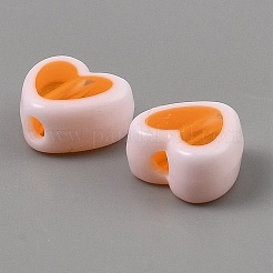 50 個のプラスチックビーズ  ハート  オレンジ  7x8x4mm  穴：1.8mm  50個/袋&nbsp;KY-WH0006-03A