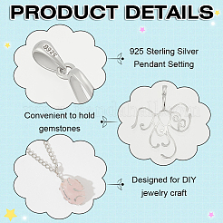 1Pc 925 Sterling Silver Pendant Cabochon Settings&nbsp;STER-BC0002-76P