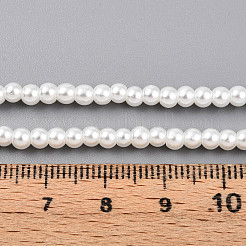 ベーキングペイントパール化ガラスパールビーズ連売り  ラウンド  乳白色  3.5~4x3mm  穴：0.7mm  約210~213個/連  24.02~24.41''（61~62センチメートル）&nbsp;HY-T002-02A-01