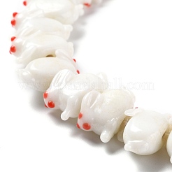 手作りランプワークビーズ  バンピー  兎  ホワイト  18~22x8~9x11~14mm  穴：1.8~2mm  約30個/連  13.39インチ（34cm）&nbsp;LAMP-F020-22