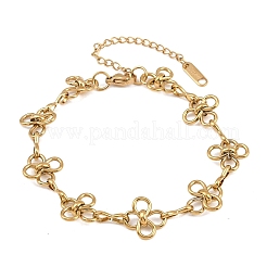 304 Stainless Steel Flower Link Chain Bracelets for Women&nbsp;STAS-H249-20G