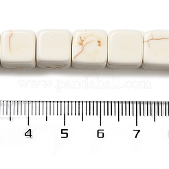 合成ターコイズビーズ連売り  キューブ  ホワイトスモーク  9.5~10x9.5~10x9.5~10mm  穴：1.6mm  約12連売り/ 1000 G&nbsp;TURQ-F009-02D-01