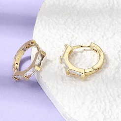 真鍮パヴェキュービックジルコニアフープピアス  ラックめっき  長持ちメッキ  カドミウムフリー＆鉛フリー  18KGP本金メッキ  透明  15.5x2.5mm&nbsp;EJEW-G471-09G-01