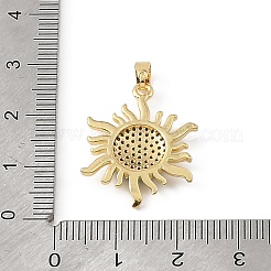 真鍮とラインストーンのペンダント  太陽のチャーム  ゴールドカラー  23.5x21x3mm  穴：5x3mm&nbsp;RB-CBA4B36-02G-01