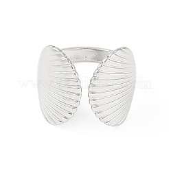 304ステンレススチールシェル型オープンカフリング  女性のための  ステンレス鋼色  内径：16.9mm&nbsp;RJEW-S418-01P