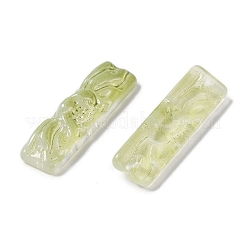 ベーキングペイントガラスペンダント  長方形  ダークシーグリーン  30x9x5.5mm  穴：1mm&nbsp;GLAA-S202-16E