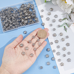 300個 2スタイル 5枚の花びら 304ステンレススチールビーズキャップ  ステンレス鋼色  8x4mmと10x4.5mm  穴：1mm  150個/スタイル&nbsp;STAS-UN0042-43