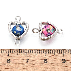 Polymer Clay Heart & CCB Frame Links Connector Charms&nbsp;CLAY-T022-25M-A