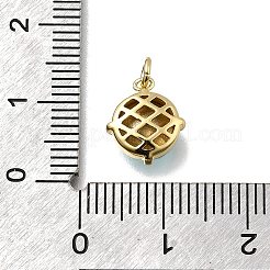 Flat Round Brass with Glass Charms&nbsp;KK-G525-01G-01