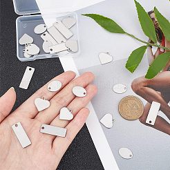 30個 3スタイル 304ステンレススチール 刻印入りブランクタグペンダント  ステンレス鋼色  10個/スタイル&nbsp;STAS-UN0021-43P