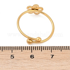 女性用304ステンレススチールラインストーンカフリング  花  18KGP本金メッキ  内径：17.5mm&nbsp;RJEW-U045-04G