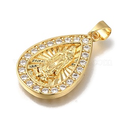 Rack Plating Brass Micro Pave Clear Cubic Zirconia Pendants&nbsp;KK-G500-02E-G