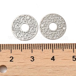 ラックメッキ真鍮製コネクタチャーム  エッチングされた金属装飾  長持ちメッキ  カドミウムフリー＆ニッケルフリー＆鉛フリー  フラットラウンドいリンク  プラチナ  13x0.3mm  穴：1mm&nbsp;KK-Q792-08P