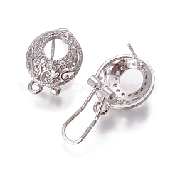 Brass Micro Pave Cubic Zirconia Stud Earring Findings&nbsp;KK-O121-21P