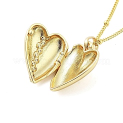 Brass Micro Pave Clear Cubic Zirconia Satellite Chain Locket Pendant Necklaces for Women&nbsp;NJEW-M009-03G-A