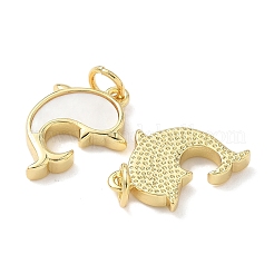 Brass Pave Natural Shell Pendants&nbsp;KK-L239-029G