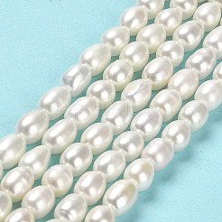 天然養殖淡水パールビーズ連売り  ライス  グレード4a+  パパイヤホイップ  6~8.5x5~5.5mm  穴：0.7mm  約52~55個/連  15.43~15.67インチ（39.2~39.8cm）&nbsp;PEAR-E016-129