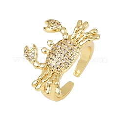 Brass Micro Pave Cubic Zirconia Cuff Rings for Women&nbsp;RJEW-P157-02G