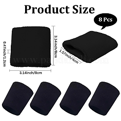 ポリエステル製スポーツリストバンド8個  手首用汗止めバンド  ブラック  80x80x12mm  内径：40mm&nbsp;AJEW-CN0004-72