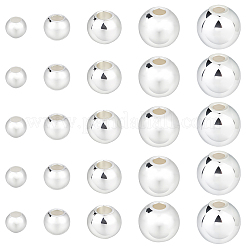 500個 5スタイル ラックメッキ真鍮ビーズ  長持ちメッキ  ラウンド  銀  2~6mm  穴：0.8~1.5mm&nbsp;KK-BBC0023-24S