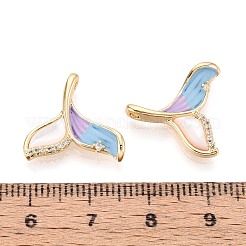 Spray Painted Brass Micro Pave Cubic Zirconia and Shell Pendants&nbsp;KK-T072-38G