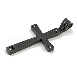 304ステンレスペンダント  クリスタルラインストーン付き  クロスチャーム  ブラック  42x24x3mm  穴：7.5x5mm&nbsp;STAS-D110-22EB