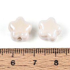 手作りの磁器ビーズ  スモモの花  光沢釉の磁器  古いレース  10.5~11x11~11.5x7.5~8mm  穴：2~2.5mm&nbsp;PORC-N011-04B-01