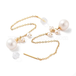 Round Natural Pearl Stud Earrings for Women&nbsp;EJEW-E303-04G