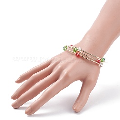 Bling Glass & Brass Tube Beaded Multi-strand Bracelet&nbsp;BJEW-TA00108