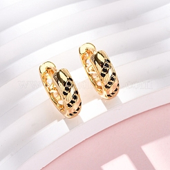 Ring Brass Micro Pave Cubic Zirconia Hoop Earrings&nbsp;EJEW-F384-05G