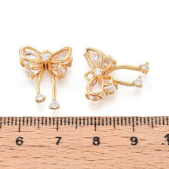 真鍮製マイクロパヴェキュービックジルコニアペンダント  蝶  18KGP本金メッキ  17.5x14.5x5.5mm  穴：1.5mm&nbsp;KK-N263-76B-G