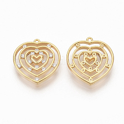Brass Micro Pave Clear Cubic Zirconia Pendants&nbsp;ZIRC-Q021-005G-NF