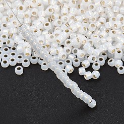 トーホー 8/0ラウンドビーズ  日本製シードビーズ  （シルバーの裏地付きミルキーホワイト2100)個  3mm  穴：1mm  約10000個/ポンド&nbsp;SEED-TR08-2100