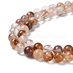 Natural Yellow Hematoid Quartz/Golden Healer Quartz Beads Strands&nbsp;G-P497-02C-02