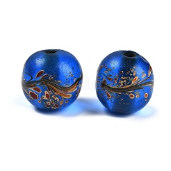 手作りランプワークビーズ  ラウンド  士官候補生ブルー  20.5-21x19-20mm  穴：4mm&nbsp;BLOW-D006-01D