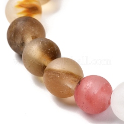 {10}代の女の子の女性のためのカラフルなタイガースキンガラスラウンドビーズストレッチブレスレット  ビーズ：8.5mm  内径：2-1/8インチ（5.3cm）&nbsp;BJEW-JB06939-02