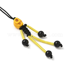 Halloween Theme Skeleton Glass Seed & Natural Black Onyx & Synthetic Turquoise Beaded Pendant Decorations&nbsp;HJEW-MZ00284-03