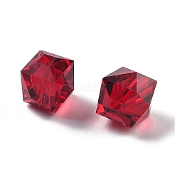 模造オーストリアクリスタルビーズ  k9ガラス  四角いファセット  暗赤色  10x10x10mm  穴：1.8mm&nbsp;GLAA-R002-02G