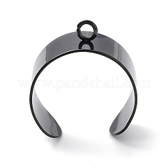 304ステンレススチールオープンカフフィンガーリング部品  ループリングベース  電気泳動黒  usサイズ8 1/2(18.5mm)  10mm  穴：2.4mm&nbsp;STAS-WH0029-40B-B