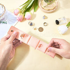 PUレザージュエリーロール1個  リング、ネックレス、イヤリング、ブレスレット  ピンク  5.5x4.4x1.7cm&nbsp;ABAG-CL0001-43B