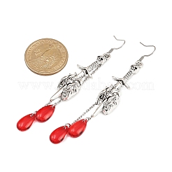 Gothic Style Sword & Heart Alloy Dangle Earrings&nbsp;EJEW-JE06626