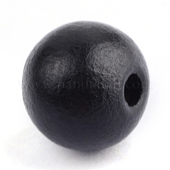 染色天然木ビーズ  ラウンド  ブラック  10x9mm  穴：3.5mm&nbsp;X-WOOD-S662-9x10mm-06